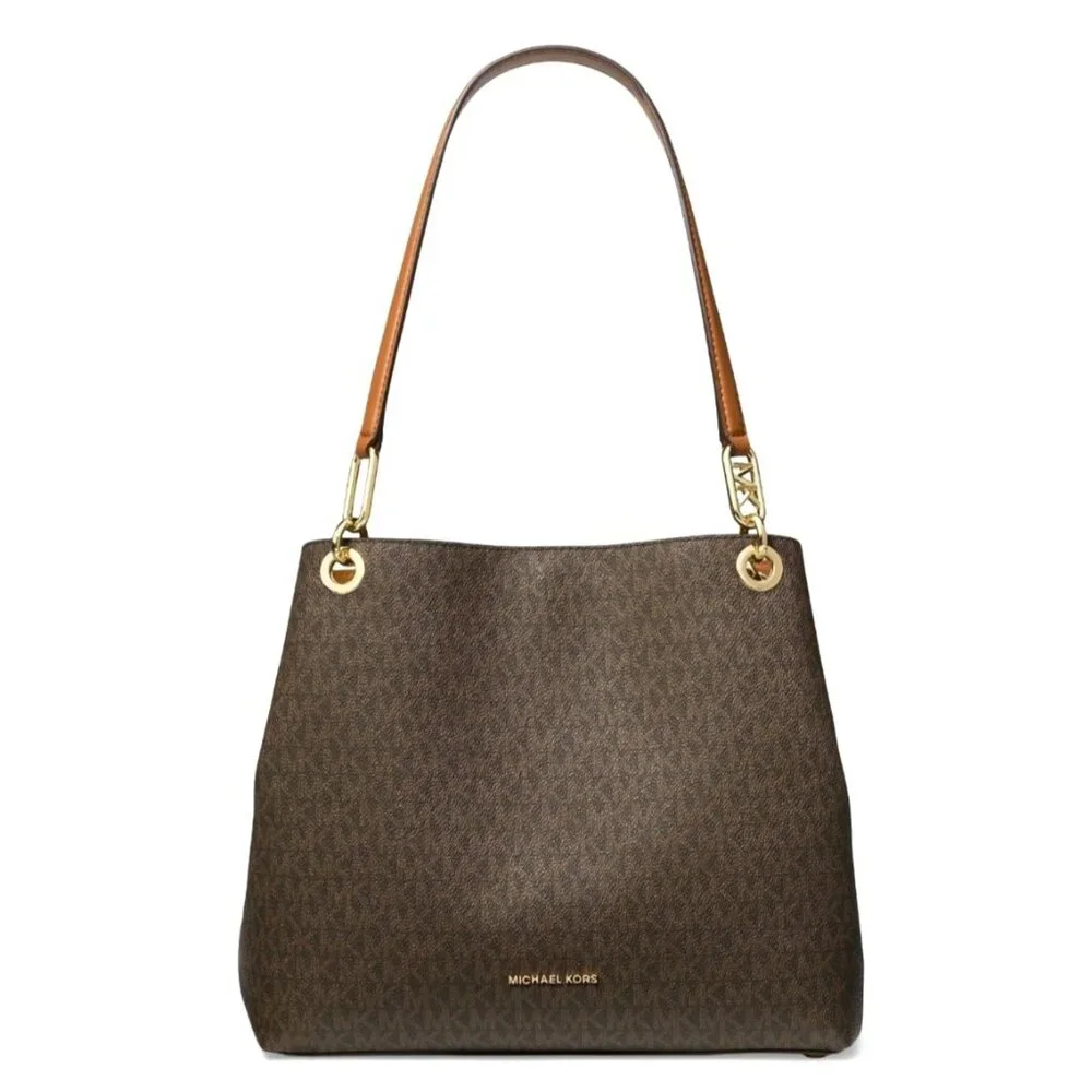 Michael Kors Jet Set Signature Brown Monogram Large Tote Bag‎